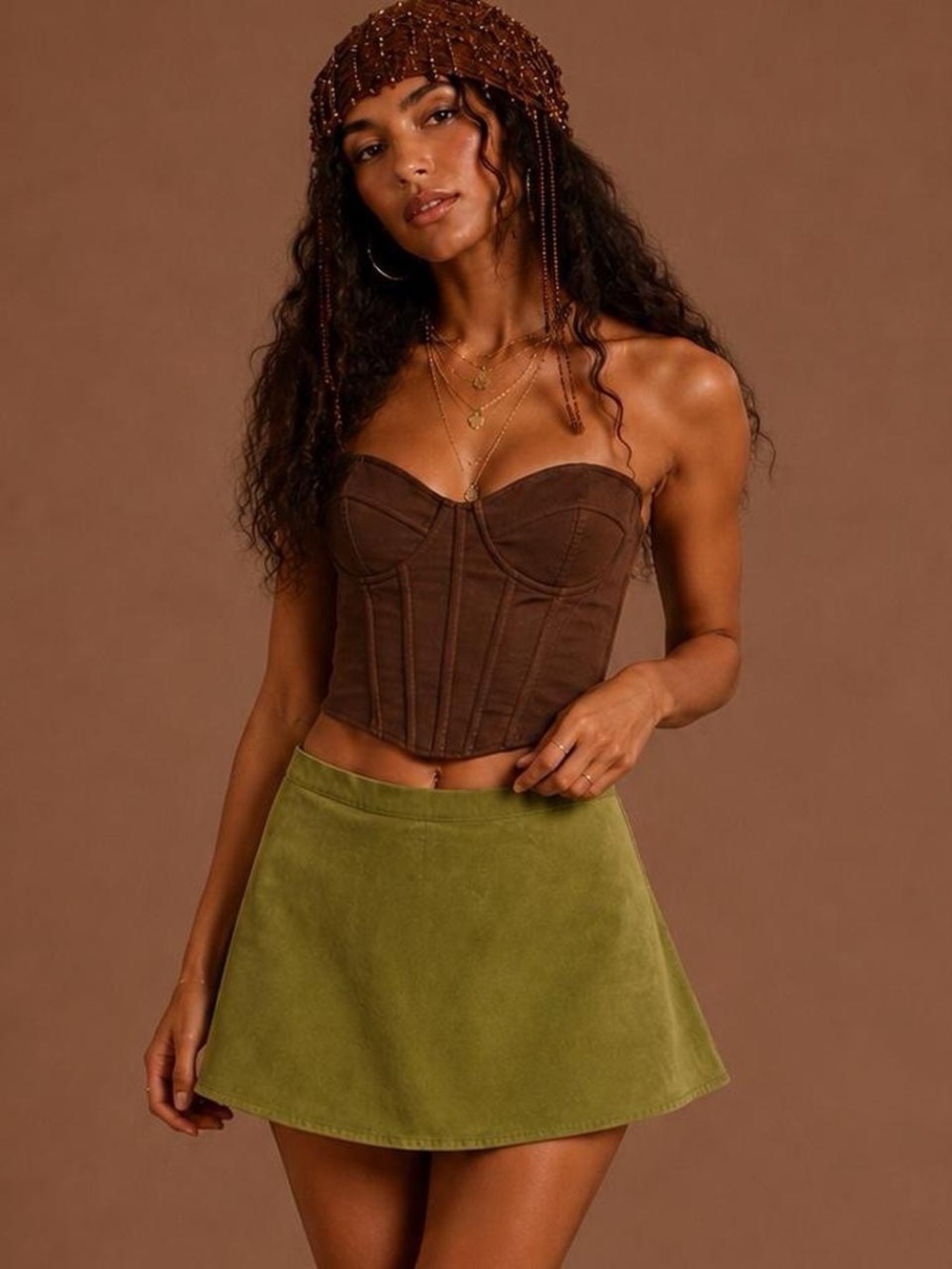 Free people green suede skort Brand new with tags XS